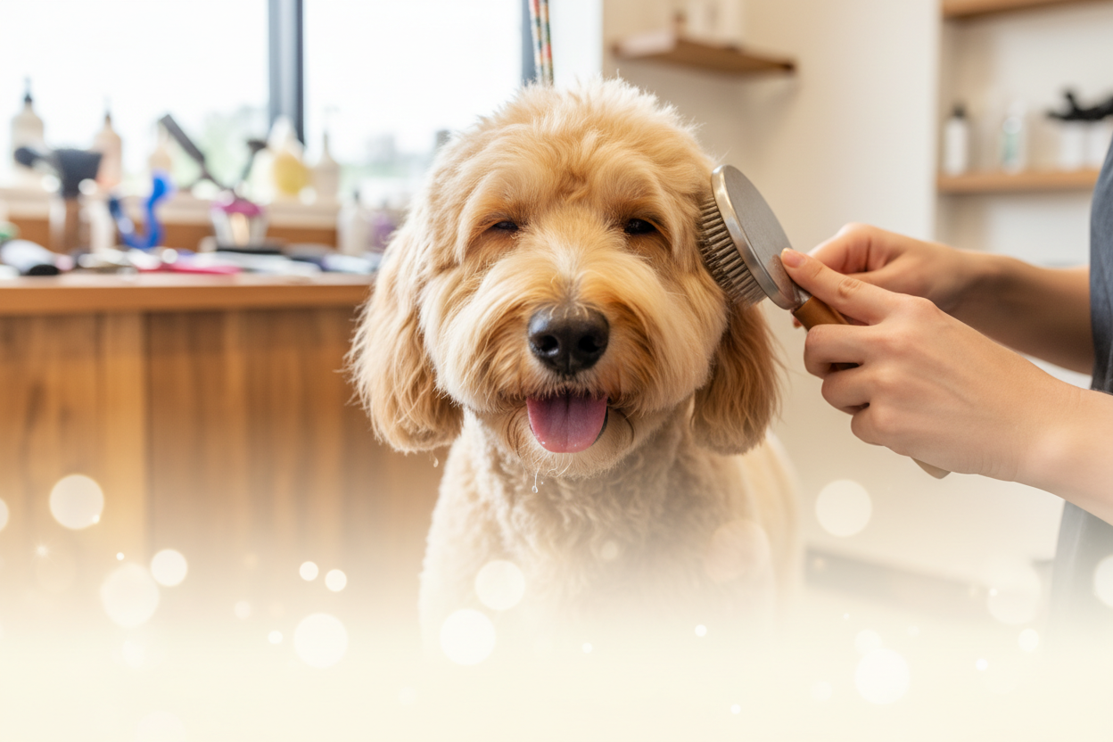 Dog grooming supplies and tools for a clean and happy pup
