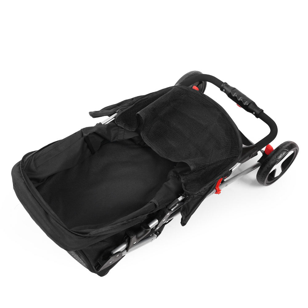 Black stroller on a white background