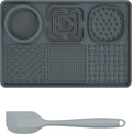 Lick Plate - Lick Mats for Dogs - Dog Snuffle Mat - Lick Mat - Feeding Mat - Slow Feeder - Anti-Gulp - Distraction Pad - For Dog Bathing, Training, Coat Care and Claw Care - With 1 Spatula - Grey - 1 Piece