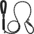 Dog Leash 6 FT with Comfortable Padded Handle, Training Loop Leash with Highly Reflective Threading for Medium Dogs, Black