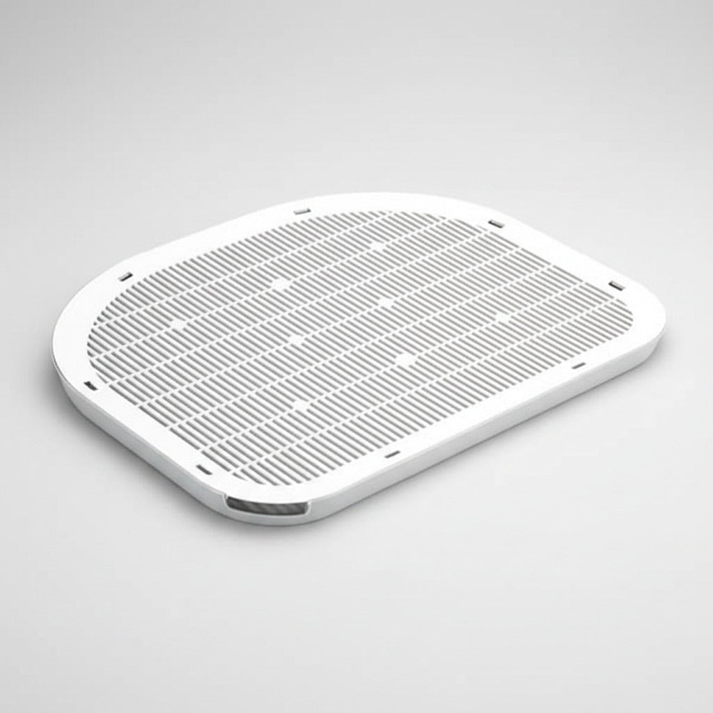 Rectangular white cat litter mat  on a white background