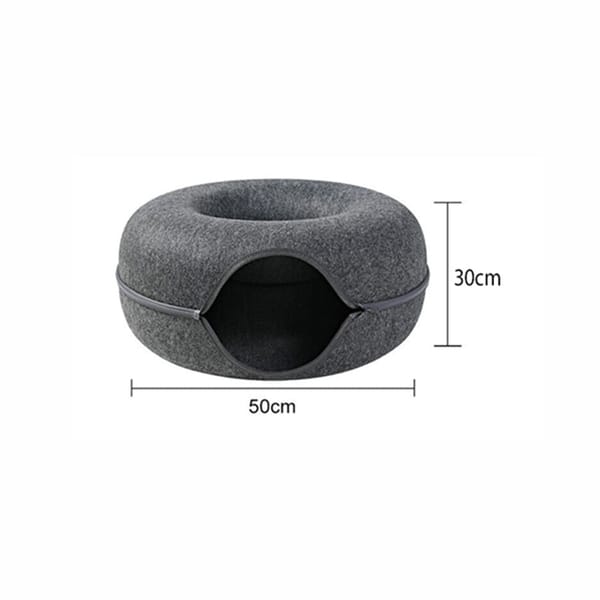 PurrfectDonut 2-in-1 Felt Cat Tunnel & Cozy Cave Bed (50cm)