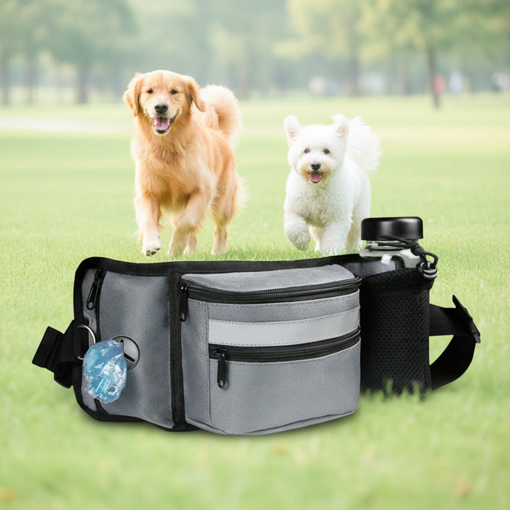 Multi-Function Dog Training Belt Bag with Water Bottle Holder - Grey