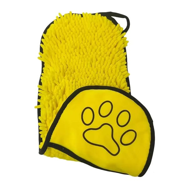 DryPaws Ultra-Absorbent Chenille Microfibre Pet Towel with Hand Pockets (53x22cm)