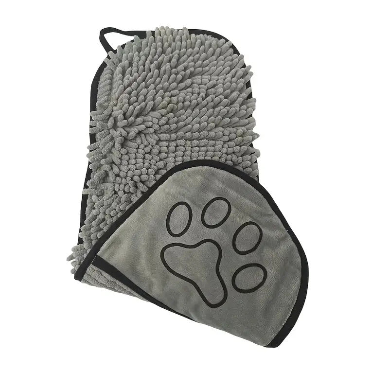 DryPaws Ultra-Absorbent Chenille Microfibre Pet Towel with Hand Pockets (53x22cm)