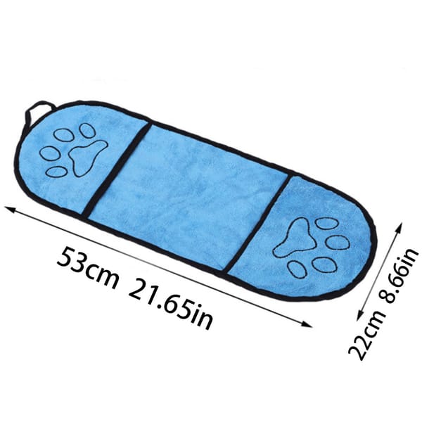 DryPaws Ultra-Absorbent Chenille Microfibre Pet Towel with Hand Pockets (53x22cm)
