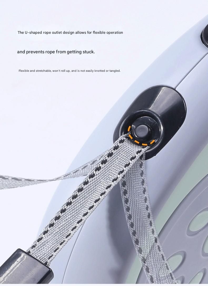 Close-up of a U-shaped rope outlet design on a product with text explaining its features.