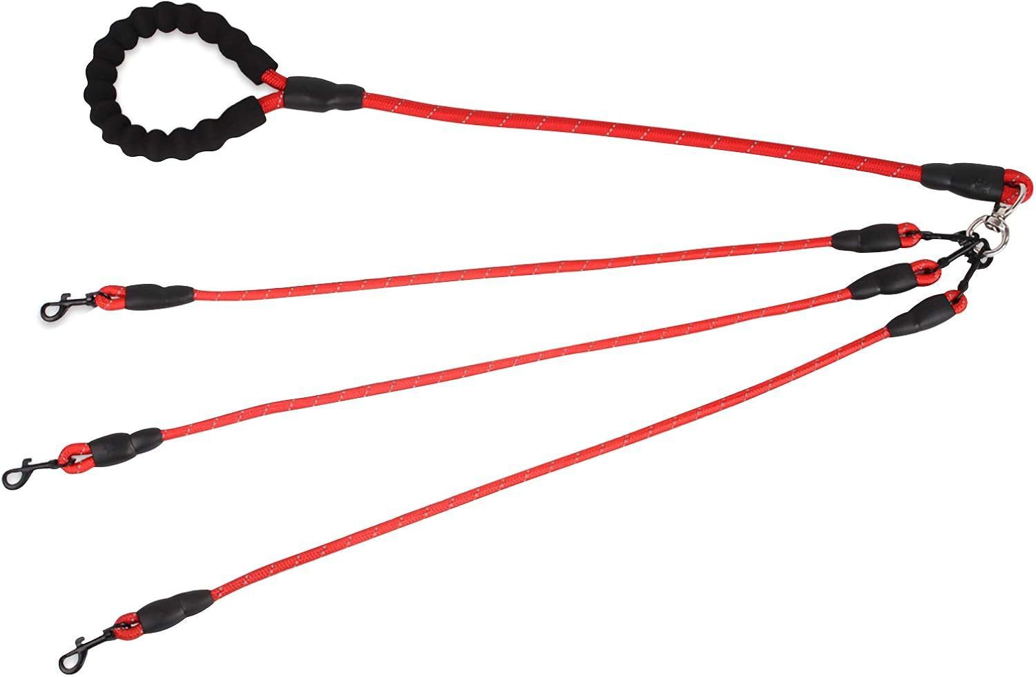 Red fishing line with black connectors on a white background