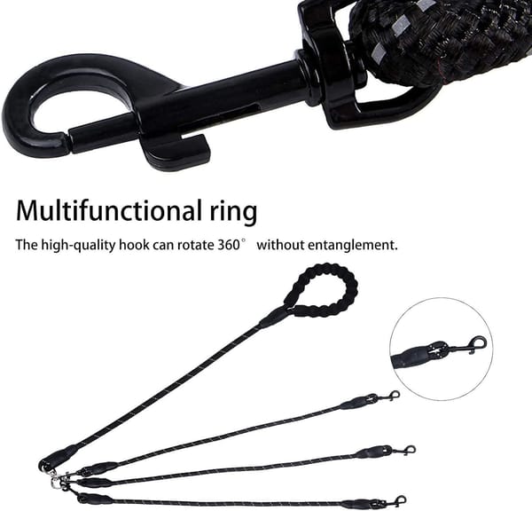Black multifunctional ring with rotating hook on a white background
